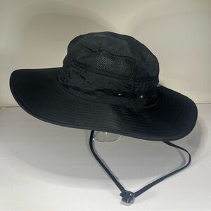 NEW OUTFLY Fishing HIKING Hat Black Safari Sun Mesh Adjustable Vented Bucket Hat